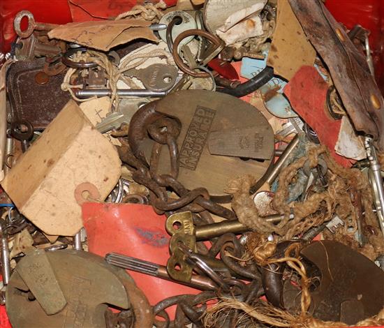 A quantity of keys and padlocks